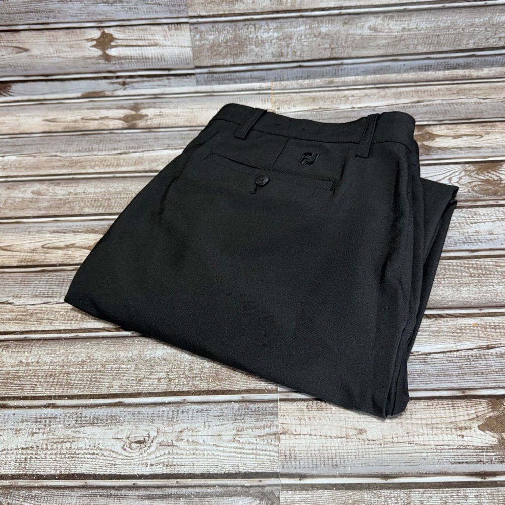 FootJoy FJ Mens Black Golf Pants Performance‎ Stretch Flat Front 38x29 Actual